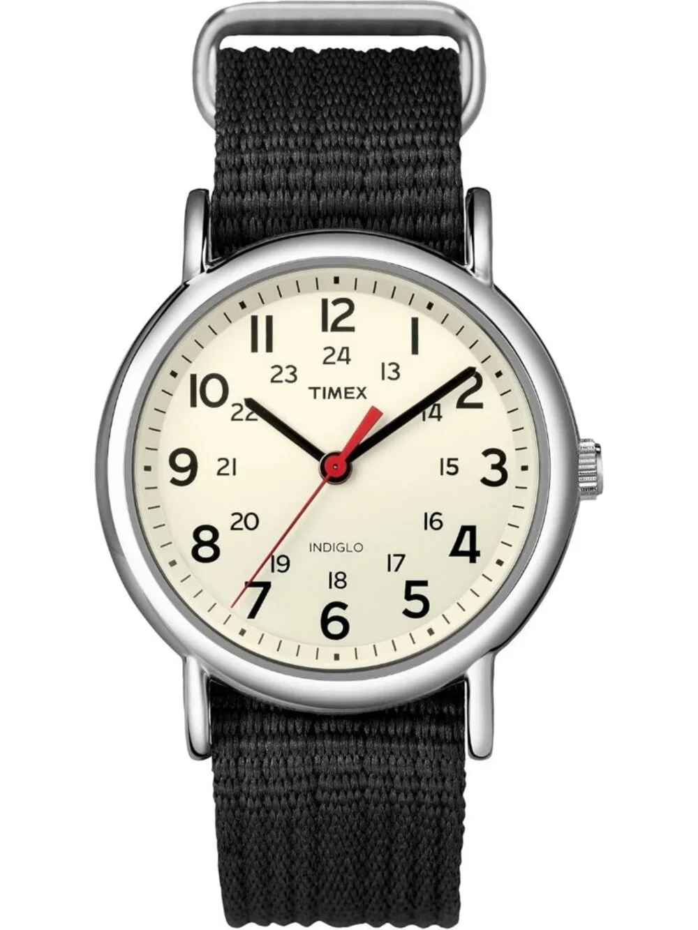 Unisex Black And White Analog Quartz Nylon Fabric Slip Adjustable Durable Watch